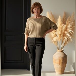 NWT Aftershock London Women’s Gold Metallic  Ribbed Knit Kimono Style Sweater XL